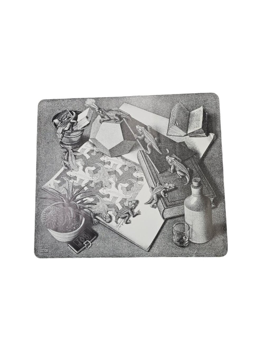 M.C. Escher "Reptiles" Black & White Unframed Art Print 22x18"